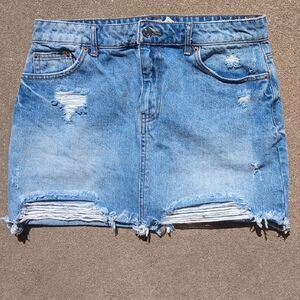 Forever 21 Blue Distressed Denim Mini Skirt